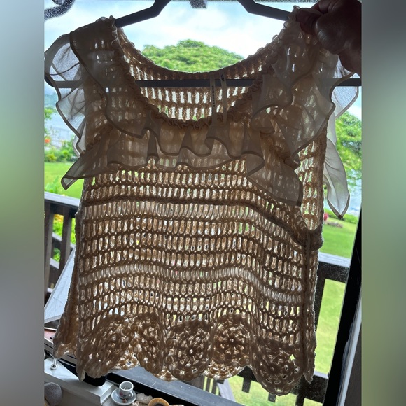 By Anthropologie Crochet Top size XS/S, EUC Like New - Picture 2 of 5